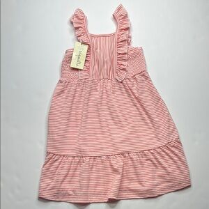 Pink and White Sleeveless Ruffled Tiered Sundress